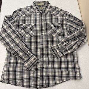 Sonoma Button Up Western Shirt Mens Plaid Pearl Snap 100% Cotton Size Large